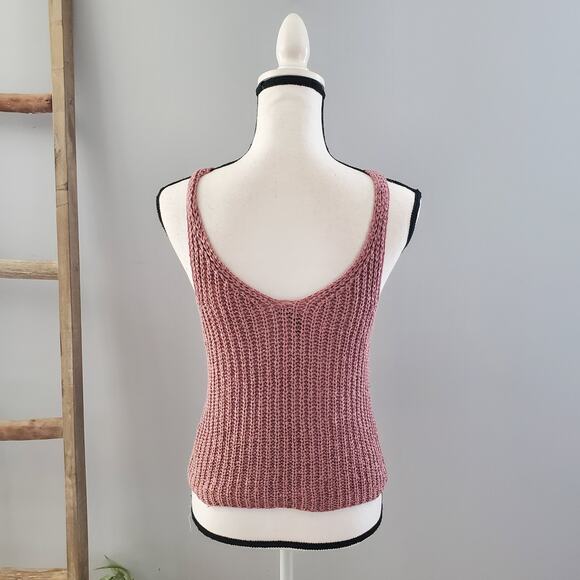 Mood & Madison Pink V-Neck Knit Tank Top S - Picture 2 of 6